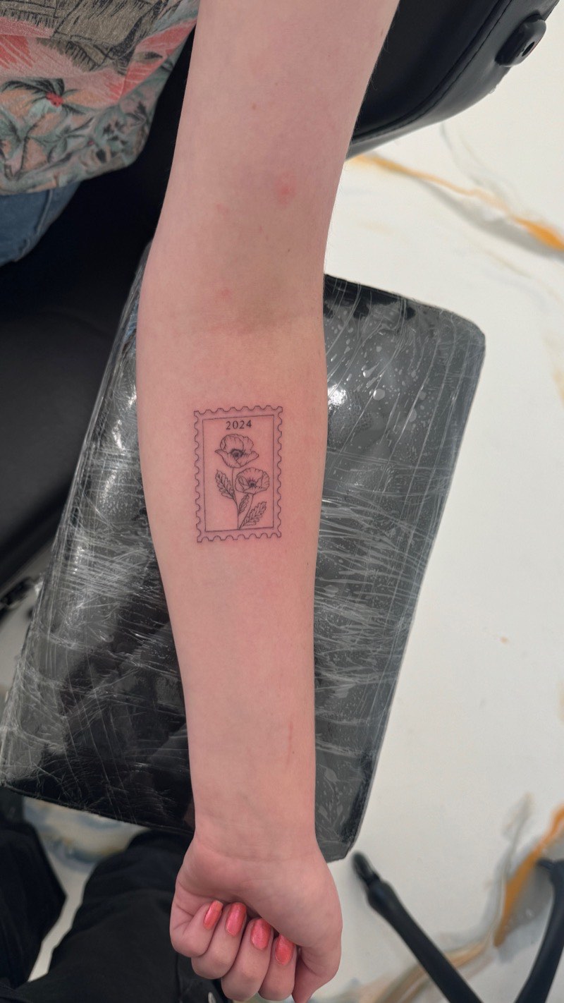 Color memorial tattoo — tribute with specific-color palette