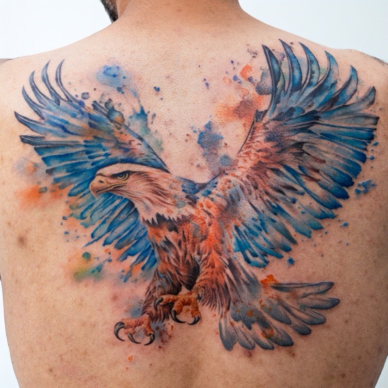 Watercolor tattoo — abstract wash with keyline anchor