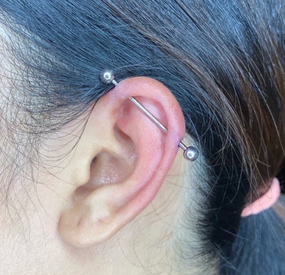 Industrial piercing at Apollo Studio Los Angeles