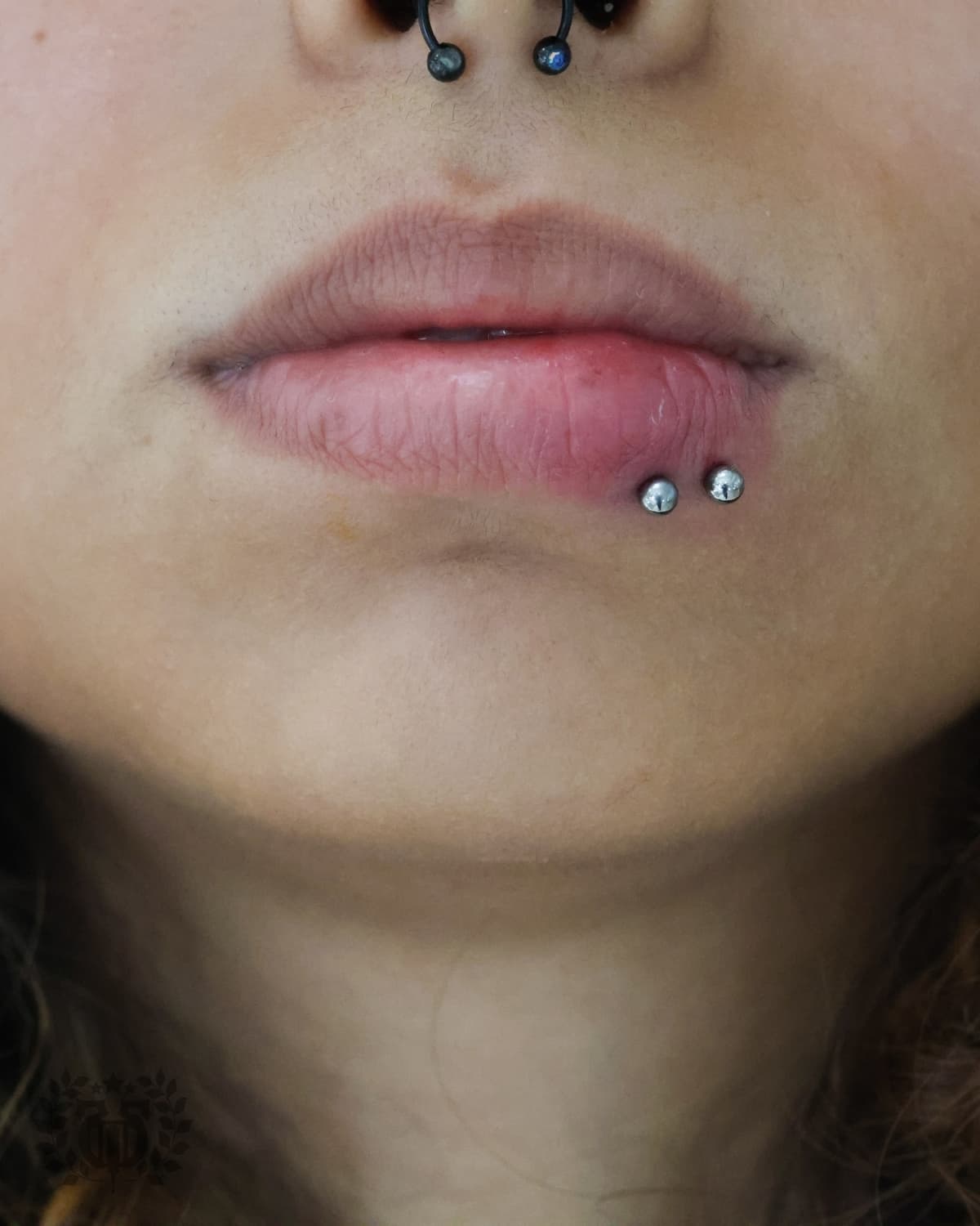 Lip piercing at Apollo Studio Los Angeles