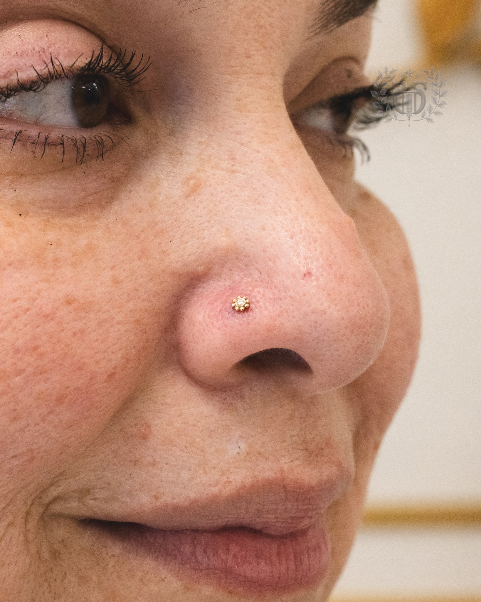 Nose piercing at Apollo Studio Los Angeles